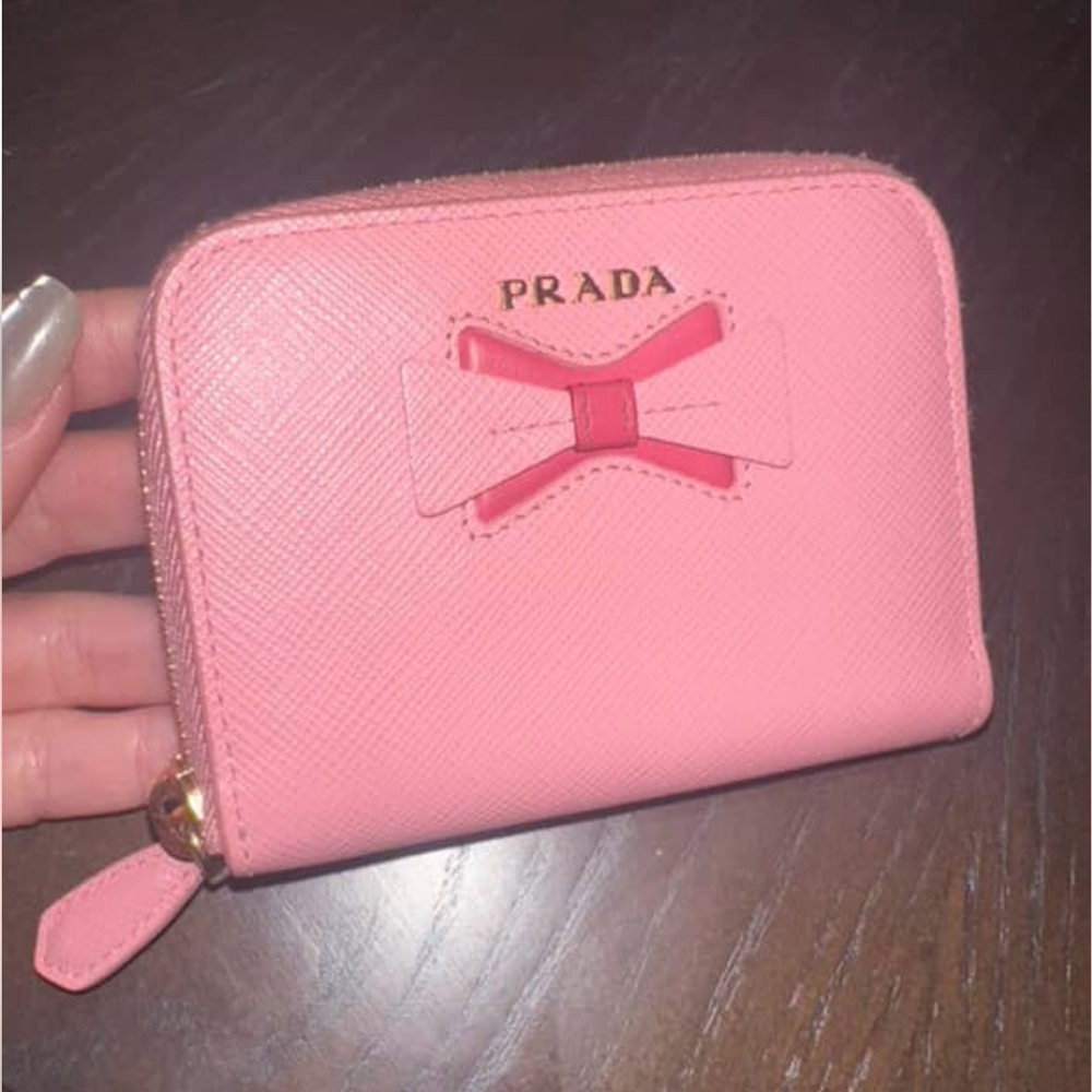 Prada Blush Pink Leather Bow Wallet - Picture 3 of 8